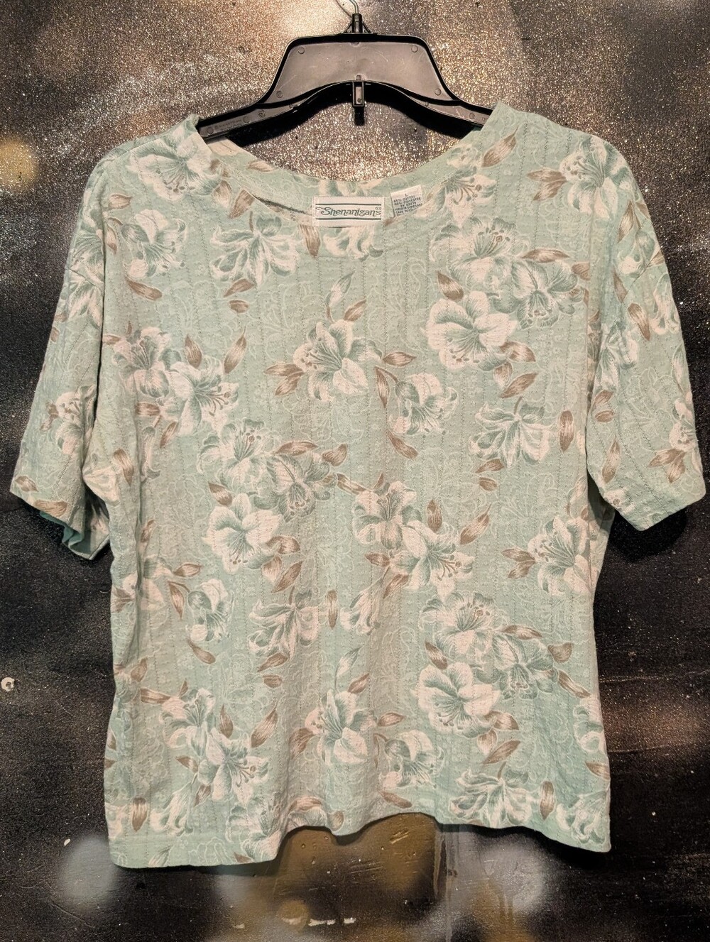 Mint Floral Short-Sleeve Top Vintage
